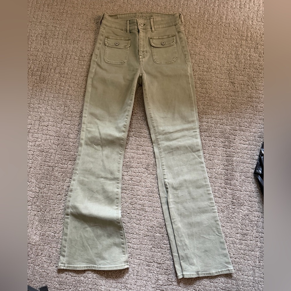 Green boot cut jean